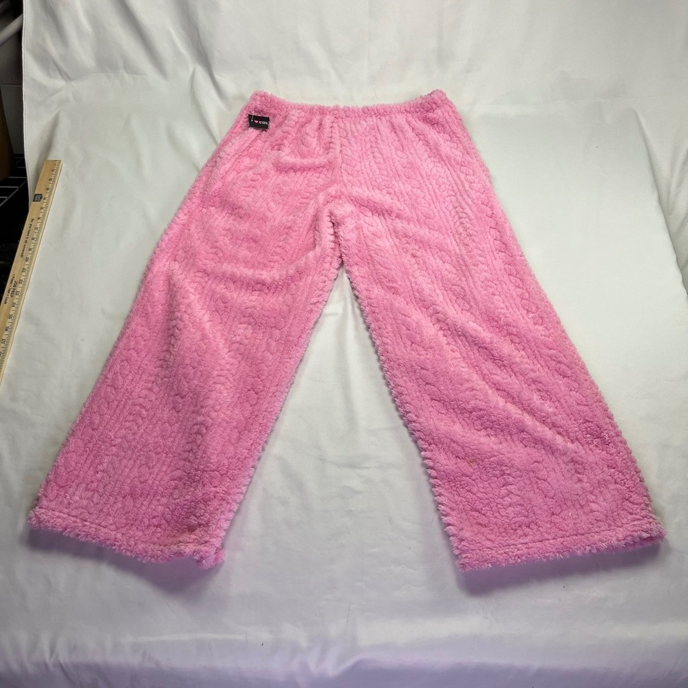 Em &‎ Alfie Pajama Pants Pink Fuzzy Sherpa Faux Fur Wide Leg 1X NWT